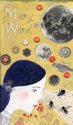 Collage art portrait of MARY WARD, Irish Scientist by Adrienne Geoghegan